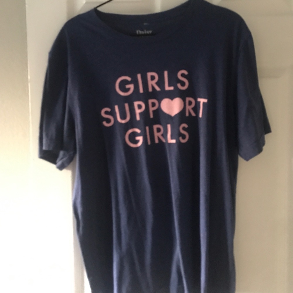 Navy and pink Girls Support Girls tee